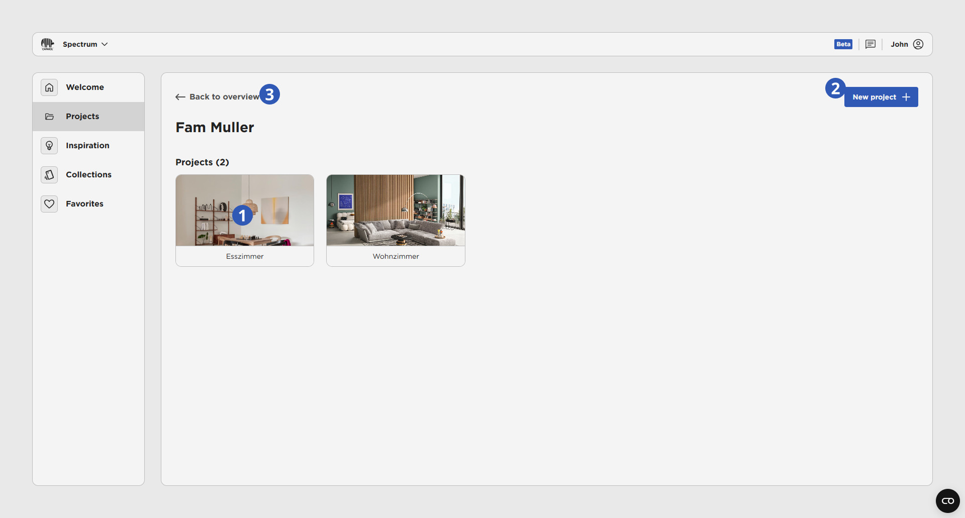 Geöffnete Projektmappe