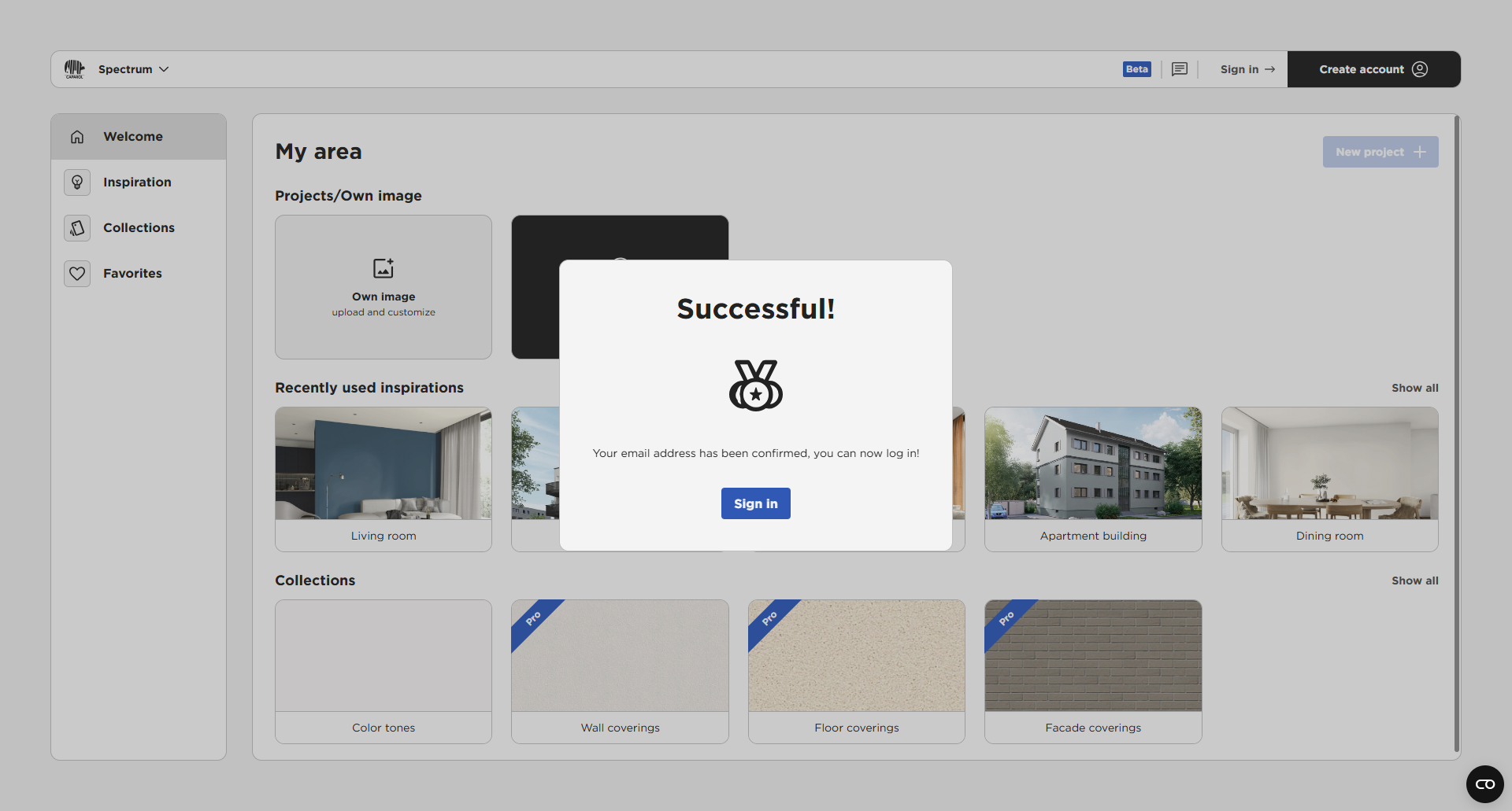 Successful registration