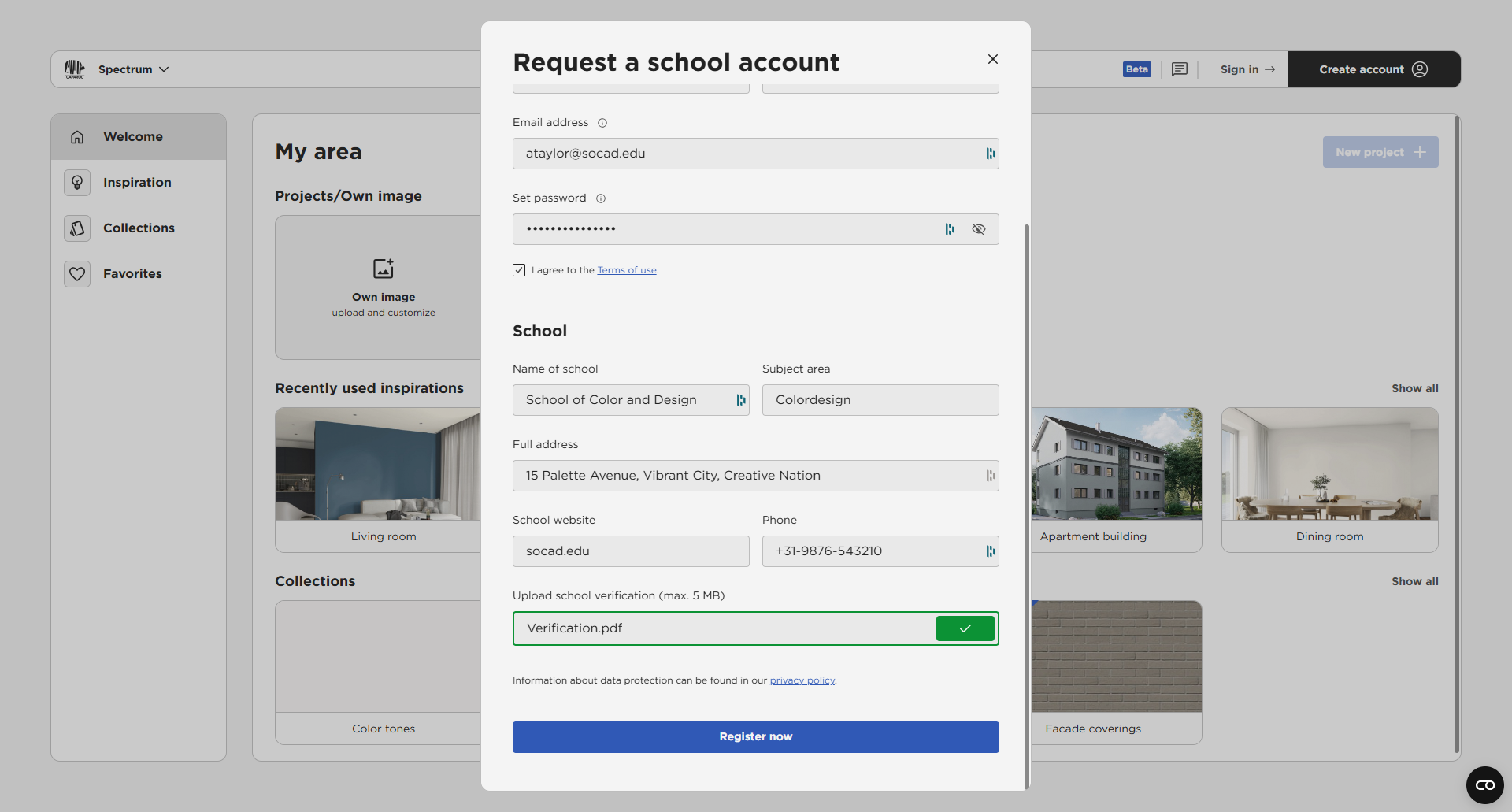 Registration for schools