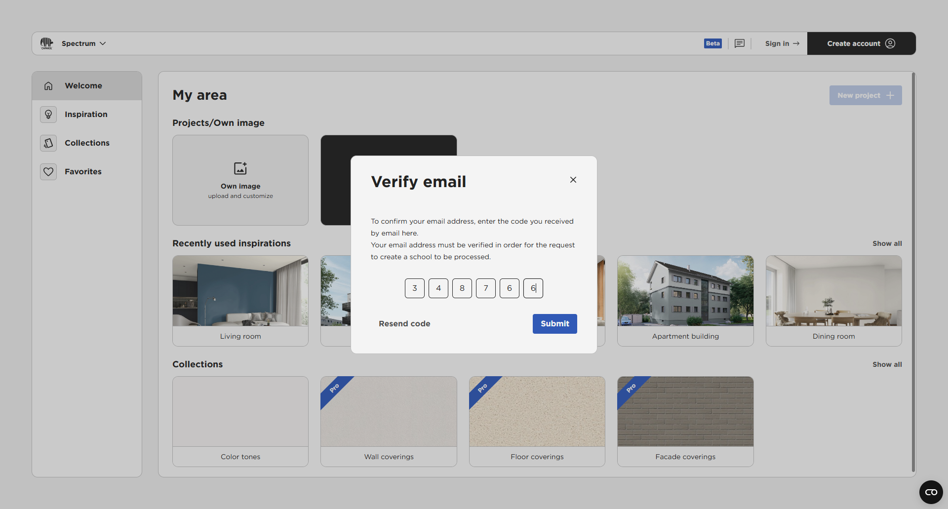 Verify account with code